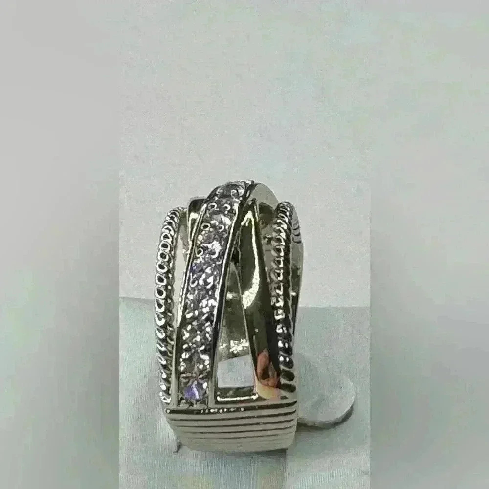 Two Tone Ring Simulated Diamonds - Picture 6 of 7